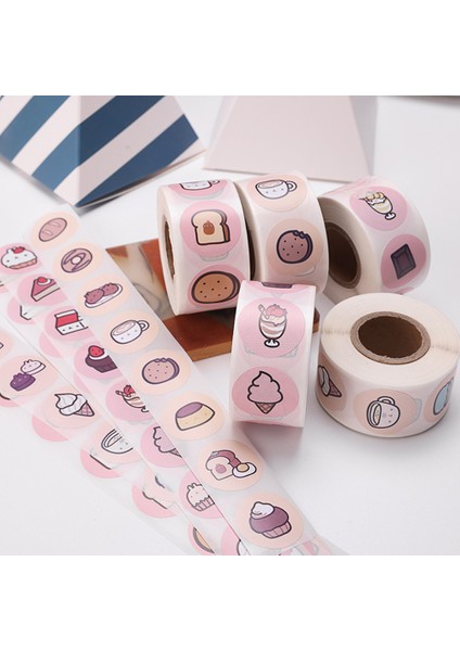QY2334-500PCS 100-500 Adet Yuvarlak Kek Çıkartmalar Çocuklar Için Öğretmen Ödül Çıkartmalar Scrapbooking Dergisi Kişisel Planlayıcısı Günlüğü Zarf Etiketleri (Yurt Dışından)