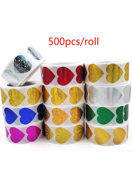 QY2003-500PCS 500 Adet/rulo Aşk Gökkuşağı Etiket Kalp Şekli Scrapbooking Hediye Paketleme Parti Düğün Sevgililer Günü Kırtasiye Etiket (Yurt Dışından) fırsatları