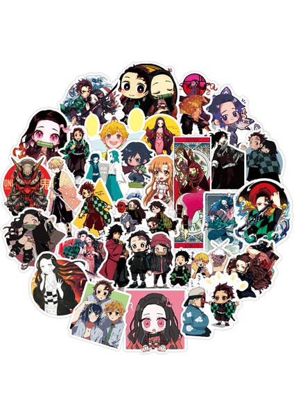 B 50 Adet Sıcak Japonya Anime Demon Blade Slayer Etiket Çıkartması Vinil Dizüstü Süt Dizüstü Günlüğü Kimetsu Hiçbir Yaiba Çıkartmalar (Yurt Dışından)