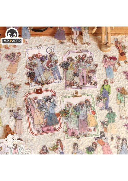 S19545-4 Mr.paper 4design 30 Adet/torba Ins Tarzı Kız Sevimli Çıkartmalar Pet Özel Mürekkep Günlük El Kitabı Dıy Dekorasyon Kolaj Kore Kırtasiye (Yurt Dışından)