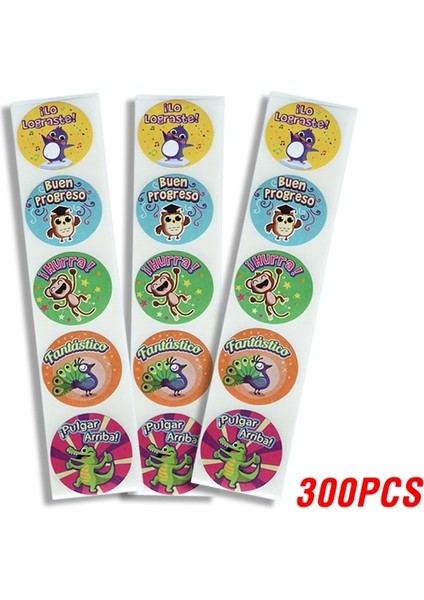 QY612-300PCS 100-500PCS Ispanyolca Ödül Çıkartmaları Teşvik Etiket Rulosu Çocuklar Için Motivasyon Çıkartmaları Öğrenciler Için Sevimli Hayvanlarla (Yurt Dışından)