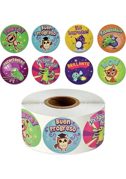 QY612-300PCS 100-500PCS Ispanyolca Ödül Çıkartmaları Teşvik Etiket Rulosu Çocuklar Için Motivasyon Çıkartmaları Öğrenciler Için Sevimli Hayvanlarla (Yurt Dışından) fiyatları
