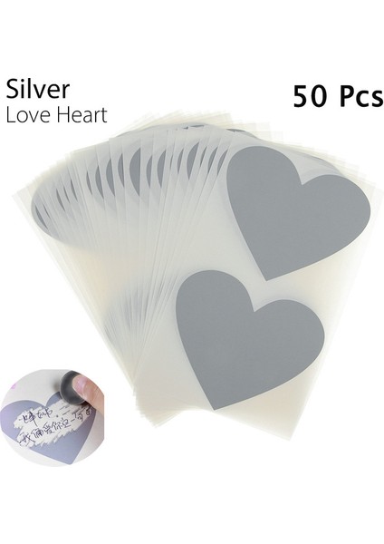 Silverlove Kalp 50 Adet/takım Renkli Çok Kullanımlı Sevimli Aşk Pentagram Şekli Kazı Kazan Kart Etiket Dıy Kartpostal Düğün Hediyesi Kendinden Yapışkanlı Kaplama Etiket (Yurt Dışından)