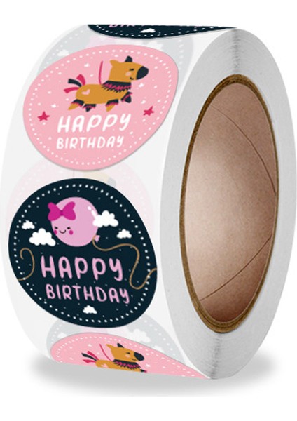 Q830-500PCS 100-500PCS Yuvarlak Mutlu Doğum Günü Çıkartmaları Yapışkanlı Etiketler Festivali Bebek Duş Partisi Dekoratif Zarf Mühür Hediye Paketi (Yurt Dışından) modelleri