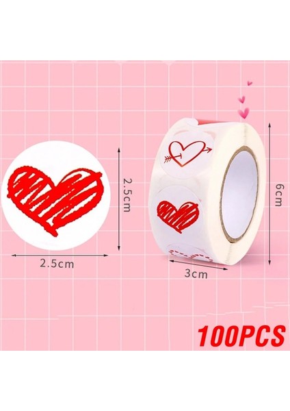 QY2318-100PCS 100-500PCS 1 Inç Kırmızı Kalp Çıkartmalar Sevgililer Günü Için Yeni Pişirme Ambalaj Etiket Zarf Mühürler Aşk Dekoratif Çıkartmalar (Yurt Dışından)