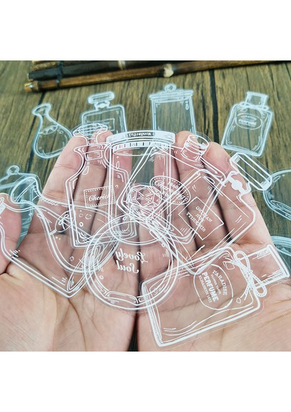 Sarı 20 Adet/paket Züccaciye Çıkartmalar Şeffaf Cam Konteyner Dekoratif Kırtasiye Günlük Albümü Scrapbooking Kolaj Malzemesi (Yurt Dışından) modelleri