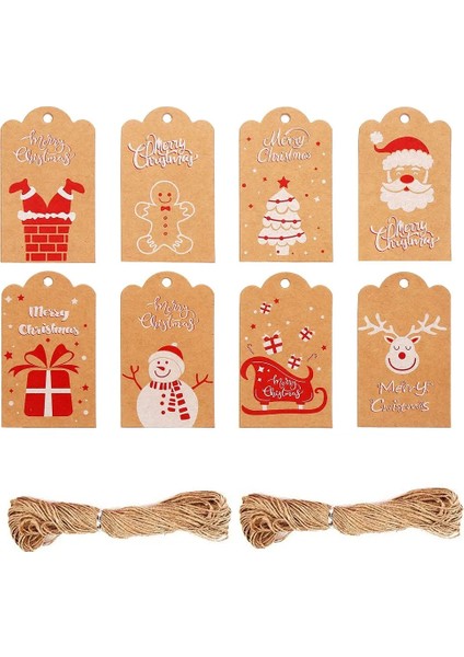 QY1422-50PCS 50-100PCS Merry Christmas Hediye Kraft Kağıt Etiketleri Noel Baba Kağıt Asma Etiketi Kar Tanesi Noel Ağacı Parti Dekor Etiket Hediye Etiketleri (Yurt Dışından)