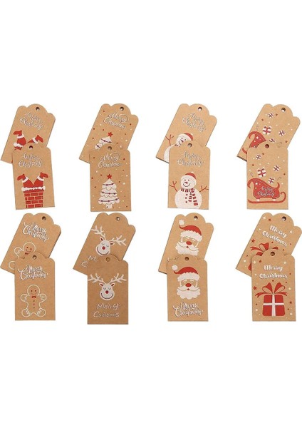 QY1422-50PCS 50-100PCS Merry Christmas Hediye Kraft Kağıt Etiketleri Noel Baba Kağıt Asma Etiketi Kar Tanesi Noel Ağacı Parti Dekor Etiket Hediye Etiketleri (Yurt Dışından)