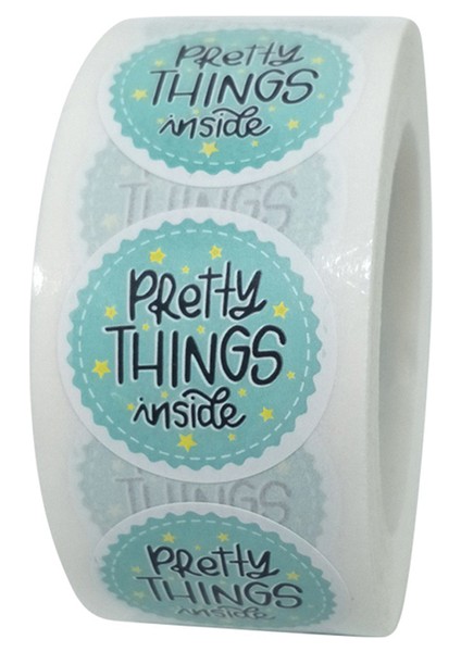 QY641-300PCS 100-500PCS 1 Inç Yuvarlak "güzel Hediye" Kendinden Yapışkanlı Etiket Sızdırmazlık Etiket Rulo Ambalaj Dekorasyon El Yapımı Kırtasiye (Yurt Dışından)