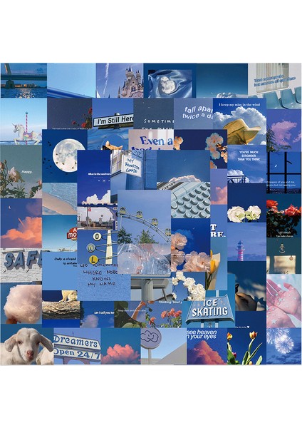 30 Adet 10/30/62 Adet Sevimli Mavi Manzara Eskiz Defteri Etiketi Estetik Pvc Kırtasiye Çocuk Dekorasyon Scrapbooking Okul Malzemeleri (Yurt Dışından)