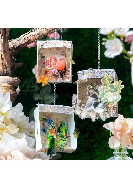 E-Kuşlar ve Çiçekler 2 Sayfalık Kuş Renkli Düz Çıkartmalar Çiçek Altın Bronzlaşmaya Scrapbooking Kitap El Dekoratif Kırtasiye Etiket 190*110 mm Yenı (Yurt Dışından) indirimleri