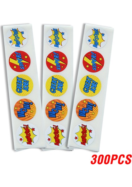 YH07-300PCS Rulo Başına 50-500 Adet Çıkartmalar Süper Kahraman Ödül Çıkartmaları 8 Süper Kahraman Tasarımları Sevimli Öğrenciler Çocuklar ve Öğretmenler Kırtasiye Sticker (Yurt Dışından)