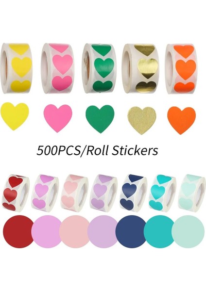 Mavi 500 Adet/rulo Aşk Kalp Şeklinde Etiket Mühür Etiketleri Sevimli Kırtasiye Etiket Scrapbooking Zanaat Doğum Günü Partisi Hediye Paketleme (Yurt Dışından)