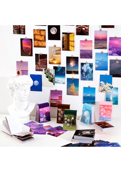 E 50 Adet Estetik Manzara Mini Etiket Sanatsal Kitap Dergisi Dekorasyon Kaplamalı Kağıt Çıkartmalar Kawaii Kırtasiye Malzemeleri (Yurt Dışından) modelleri