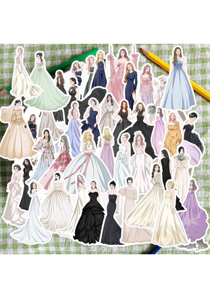 10 Adet-Rastgele 10/50 Adet Arkadaş Moda Düğün Abiye Giyim Renkli Dekorasyon Çıkartması Diy Albümü Günlüğü Çıkartmalar (Yurt Dışından) fiyatları