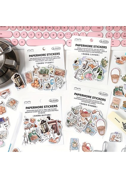 D 30 Adet Kağıt Çıkartmalar Mağaza Çiçek Retro Sevimli Çıkartmalar Dekoratif Çıkartmalar Kolaj Scrapbooking Dıy Günlük Kaydı Hediye Çıkartmaları (Yurt Dışından) modelleri