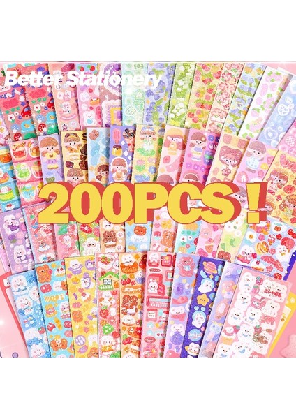 Set-E Kawaii Çıkartmalar Lazer Tekrar Yok Sevimli Dıy Malzeme El Kitabı Kolaj Öğrencileri Dekorasyon Çıkartması Çocuklar Okul Kaynağı Kırtasiye (Yurt Dışından)
