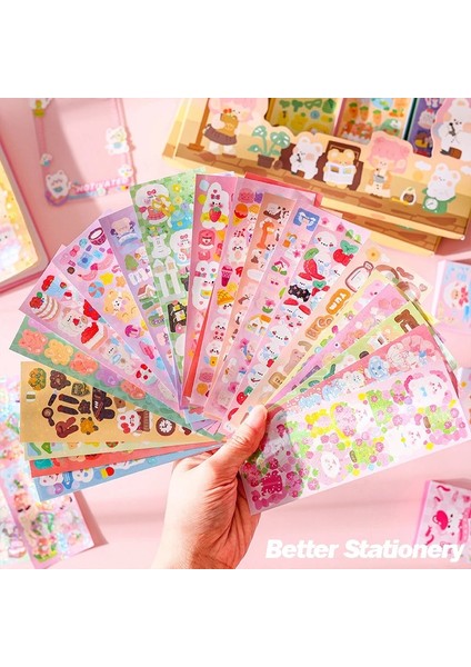 Set-E Kawaii Çıkartmalar Lazer Tekrar Yok Sevimli Dıy Malzeme El Kitabı Kolaj Öğrencileri Dekorasyon Çıkartması Çocuklar Okul Kaynağı Kırtasiye (Yurt Dışından)