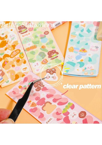 Set-E Kawaii Çıkartmalar Lazer Tekrar Yok Sevimli Dıy Malzeme El Kitabı Kolaj Öğrencileri Dekorasyon Çıkartması Çocuklar Okul Kaynağı Kırtasiye (Yurt Dışından)