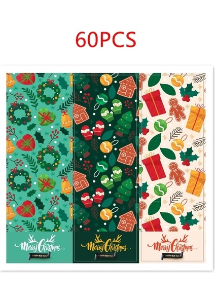 QY1747-60PCS 30-60 Adet Merry Christmas Çıkartmalar 6 Stil Hayvanlar Kardan Adam Ağaçları Dekoratif Çıkartmalar Sarma Hediye Kutusu Etiketi Noel Etiketleri (Yurt Dışından)