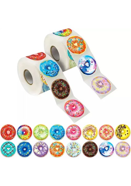 QY1622-100PCS 50-500PCS Yuvarlak Çörek Çıkartmalar Ev Yapımı Fırın Pişirme Renkli Dekorasyon Etiketleri Çocuklar Parti Scrapbooking Kırtasiye Çıkartmalar (Yurt Dışından)