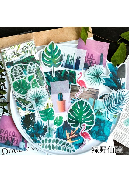 Stil 4 60 Adet/paket Dekoratif Sticker Vintage Dergisi Günlüğü Yeşil Bitki Yaprak Kağıt Retro Çiçek Çıkartmalar Scrapbooking Gevreği Kırtasiye (Yurt Dışından)