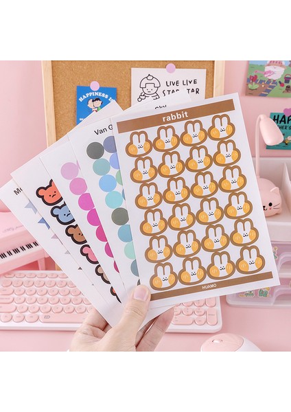 C 1 Sayfalık Sevimli Kırtasiye Ofis Okul Malzemeleri Kawaii Nokta Kalp Çıkartmalar Günlüğü Karalama Defteri Dekorasyon Yapışkanlı Günlüğü Albümü (Yurt Dışından)