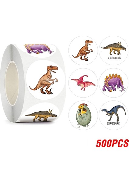 QY1847-500PCS 100-500PCS Yeni Karikatür Dinozorlar Çıkartmalar 6 Tasarımlar Sınıf Öğretmeni Için Kırtasiye Yapışkan Etiket Çocuklar Için Ödül Çıkartmaları (Yurt Dışından)