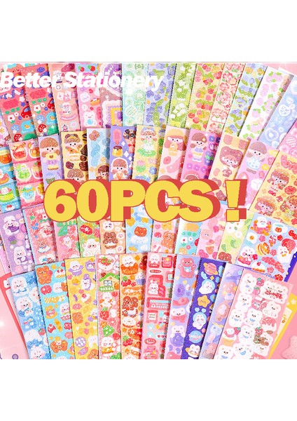 Set-D Kawaii Çıkartmalar Lazer Tekrar Yok Sevimli Dıy Malzeme El Kitabı Kolaj Öğrencileri Dekorasyon Çıkartması Çocuklar Okul Kaynağı Kırtasiye (Yurt Dışından)