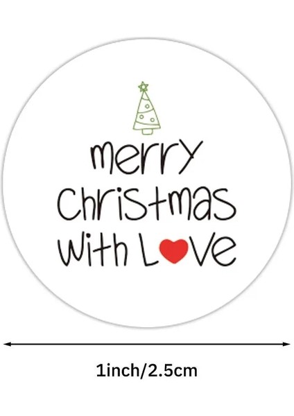 QY714-500PCS 100-500 Adet Beyaz Merry Christmas Etiket Çıkartmaları Kart Hediye Paketi Sarma Festivali Parti Pişirme Küçük Işletme 1 Inç (Yurt Dışından) fırsatları