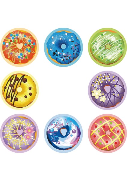 QY1622-100PCS 50-500PCS Yuvarlak Çörek Çıkartmalar Ev Yapımı Fırın Pişirme Renkli Dekorasyon Etiketleri Çocuklar Parti Scrapbooking Kırtasiye Çıkartmalar (Yurt Dışından)