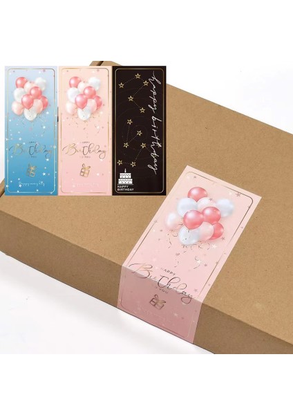 QY1750-30PCS 10-30PCS 6X15CM Dikdörtgen Tasarım Zarif Çıkartmalar Pembe Mavi Siyah Mutlu Doğum Günü Serisi Dıy Çok Fonksiyonlu Paket Hediye Etiketleri (Yurt Dışından)
