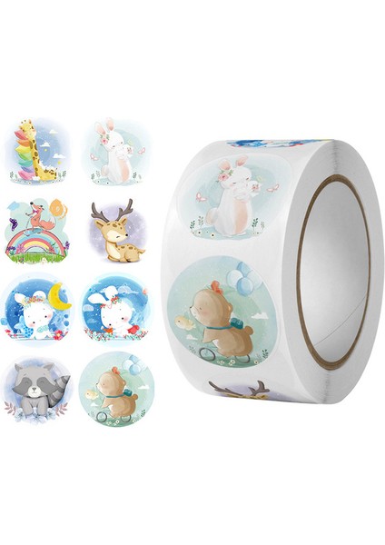 QY1649-100PCS 100-500PCS Sevimli Karikatür Çıkartmalar 1 Inç Ödül Etiket Yuvarlak Gökkuşağı Mühür Etiketler El Yapımı Hediye Paketleme Dekor Çocuklar Için (Yurt Dışından)