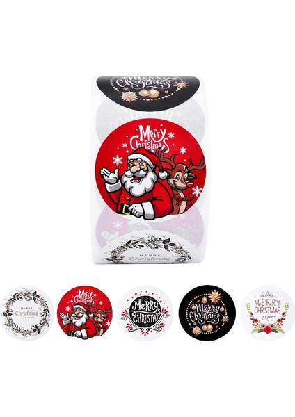 QY1574-500PCS 100-500PCS Merry Christmas Çıkartmalar Noel Baba Noel Desen Tasarım Noel Hediye Paketi Dekor Etiketleri 1 Inç (Yurt Dışından)