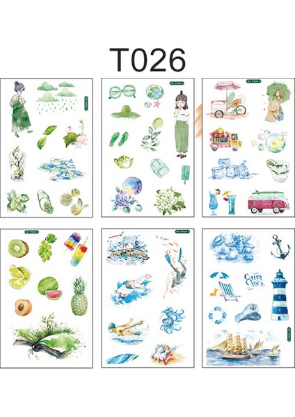 26 6 Sayfa Kawaii Washi Kağıt Etiket Hayvan Bitki Balina Dergisi Çıkartmalar Scrapbooking Dekoratif Dizüstü Kırtasiye Malzemeleri (Yurt Dışından)