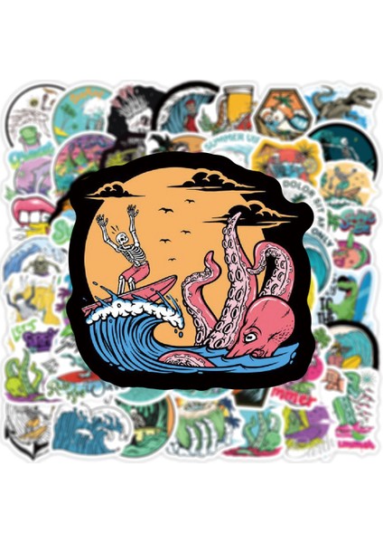 10 Adet Rastgele 10/50 Adet Açık Kafatası Sörf Çıkartmaları Yaz Tropikal Plaj Sörf Su Geçirmez Dıy Sörf Tahtası Araba Kaykay Çıkartma (Yurt Dışından) modelleri