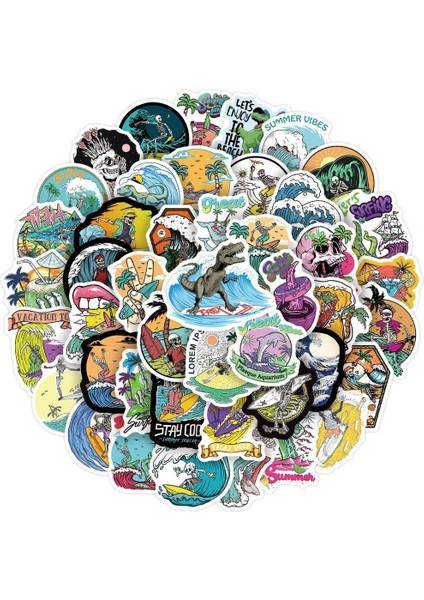 10 Adet Rastgele 10/50 Adet Açık Kafatası Sörf Çıkartmaları Yaz Tropikal Plaj Sörf Su Geçirmez Dıy Sörf Tahtası Araba Kaykay Çıkartma (Yurt Dışından) indirimleri