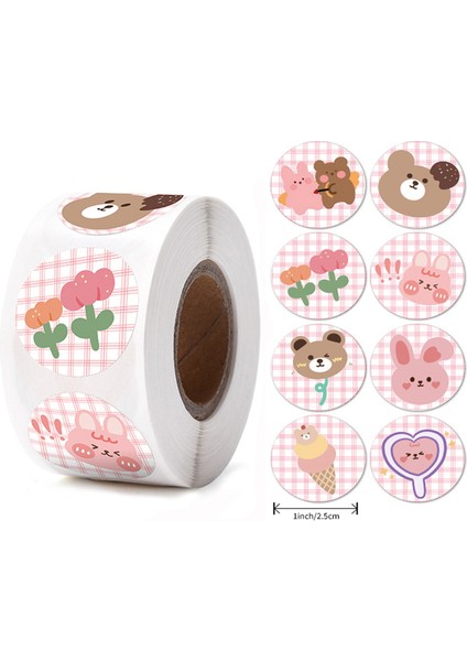 QY2286-500PCS 100-500PCS Yuvarlak Karikatür Oyuncaklar Hayvan Çıkartmaları Çocuklar Için Öğretmen Ödül Teşvik Etiket Ofis Kırtasiye Çocuklar Için 1 Inç (Yurt Dışından)