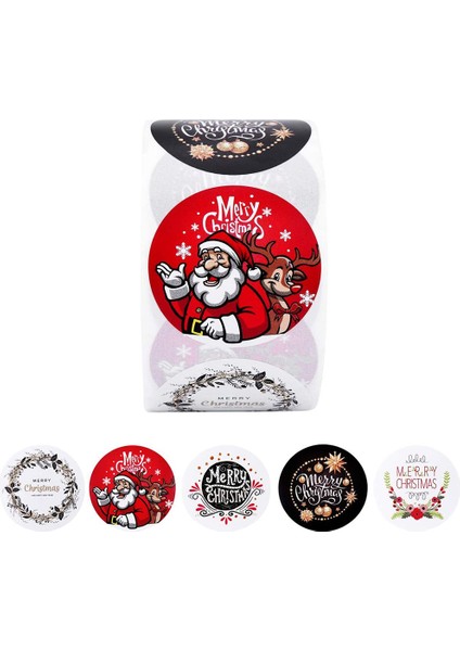 QY1575-100PCS 100-500PCS Merry Christmas Çıkartmalar Noel Baba Noel Desen Tasarım Noel Hediye Paketi Dekor Etiketleri 1 Inç (Yurt Dışından)