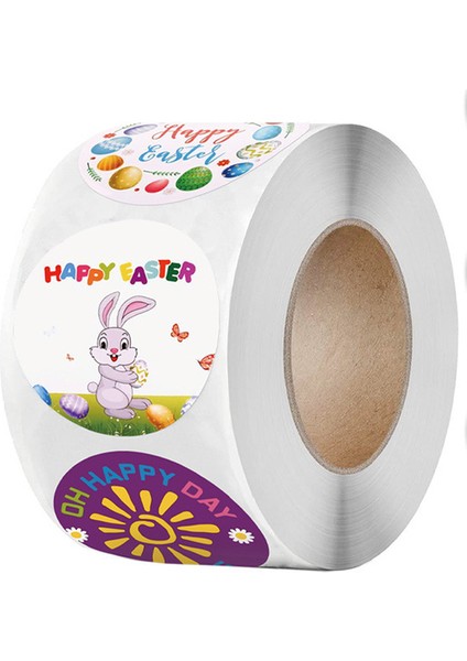 QY895-300PCS 100-500PCS 1 Inç Mutlu Paskalya Çıkartmalar Karikatür Tavşan Kağıt Etiket Mühür Etiket Parti Tavşan Hediye Paketleme Etiket Dekorasyon (Yurt Dışından)