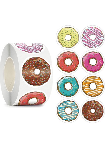 QY1905-50PCS 50-500PCS Donuts Etiket 1 Inç Renkli Çocuk Etiket Pişirme Mağazası Süslemeleri Sınıf Öğretmeni Teşvik Öğrenci Ödül Çıkartmaları (Yurt Dışından)