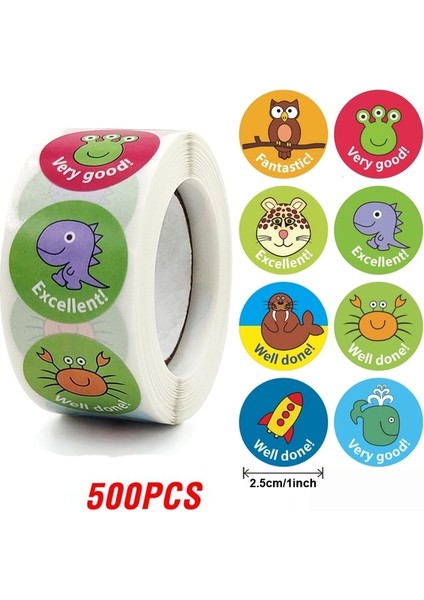 QY1615-500PCS 100-500PCS Sevimli Etiket Çocuklar Için Hayvanlar Yüz Ödül Etiket Sınıf Öğretmeni Malzemeleri Için Motivasyon Scrapbooking (Yurt Dışından)