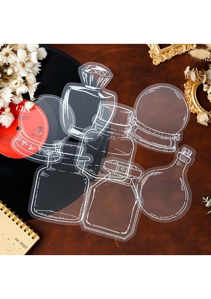 Kırmızı 20 Adet/paket Züccaciye Çıkartmalar Şeffaf Cam Konteyner Dekoratif Kırtasiye Günlük Albümü Scrapbooking Kolaj Malzemesi (Yurt Dışından)