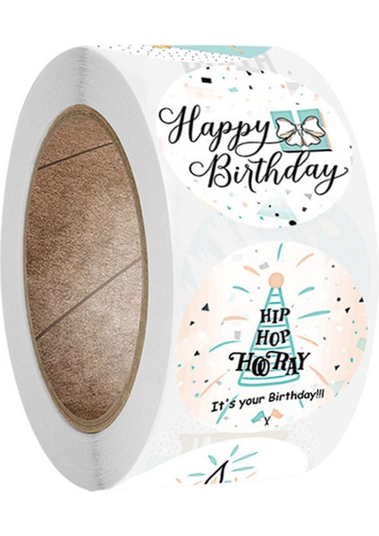 QY764-300PCS 100-500PCS Sevimli Mutlu Doğum Günü Etiket Doğum Günü Hediyesi Dekorasyon Etiket Sızdırmazlık Balon Kek Etiket Ambalaj Karalama Defteri Etiket (Yurt Dışından)