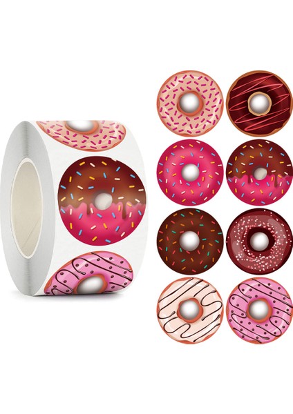 QY1905-50PCS 50-500PCS Donuts Etiket 1 Inç Renkli Çocuk Etiket Pişirme Mağazası Süslemeleri Sınıf Öğretmeni Teşvik Öğrenci Ödül Çıkartmaları (Yurt Dışından)