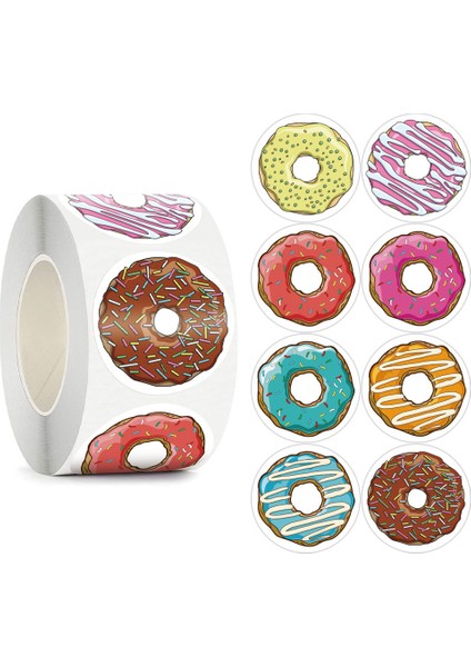 QY1905-50PCS 50-500PCS Donuts Etiket 1 Inç Renkli Çocuk Etiket Pişirme Mağazası Süslemeleri Sınıf Öğretmeni Teşvik Öğrenci Ödül Çıkartmaları (Yurt Dışından)