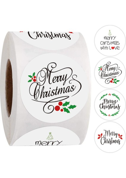 QY1518-500PCS 100-500PCS Merry Christmas Çıkartmalar Noel Baba Noel Desen Tasarım Noel Hediye Paketi Dekor Etiketleri 1 Inç (Yurt Dışından)