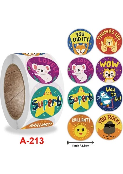 A-213 500 Adet/rulo Ingilizce Karikatür Hayvan Çıkartmalar Öğretmen Ödül Öğrencileri Çıkartmalar Kendinden Yapışkanlı Kırtasiye Çıkartmalar (Yurt Dışından)