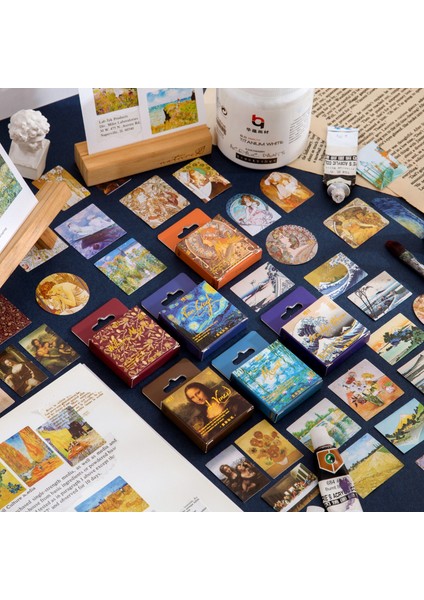 C 1 Kutu Vintage Çıkartmalar Scrapbooking Telefon Günlüğü Malzeme Dıy Dünyaca Ünlü Tablolar Dekoratif Kağıt Kırtasiye Etiket (Yurt Dışından) fiyatları