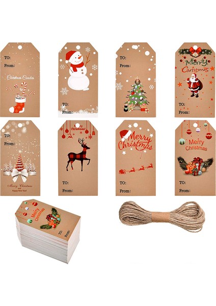 QY1424-50PCS 50-100 Adet Merry Christmas Etiketler Kraft Kağıt Kartı Hediye Etiketi Dıy Asın Etiketleri Hediye Paketleme Dekor Hediye Kartı Noel Malzemeleri Yanadır (Yurt Dışından) fiyatları